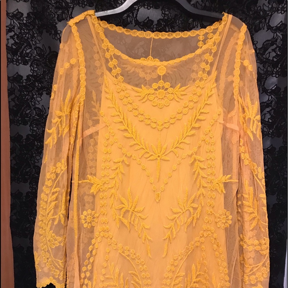 Sheer dress with slip.